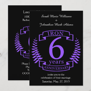 Invitation Anniversaire de mariage en fer 6 ans