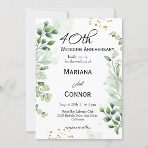 Invitation Anniversaire de mariage fantaisiste Boho verdure 
