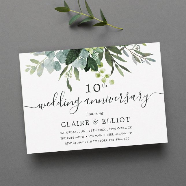 Invitation Anniversaire de mariage Feuillage Vert Eucalyptus (Créateur téléchargé)
