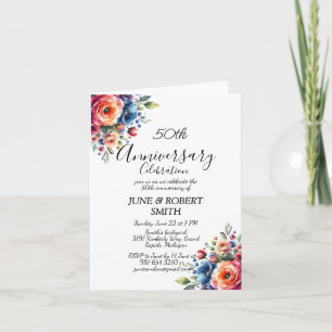 Invitation Anniversaire de mariage moderne floral multicolore