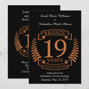 Invitation Anniversaire de mariage traditionnel en bronze 19 