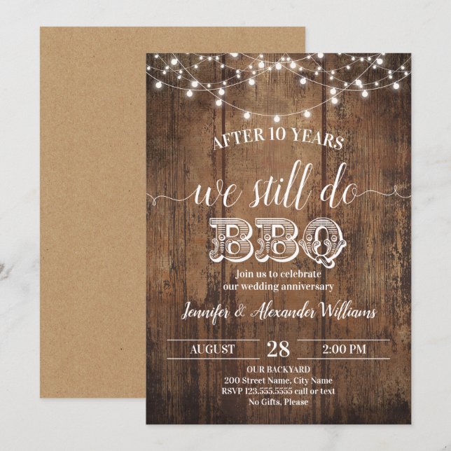 Invitation anniversaire de mariage We Still Do BBQ (Devant / Derrière)