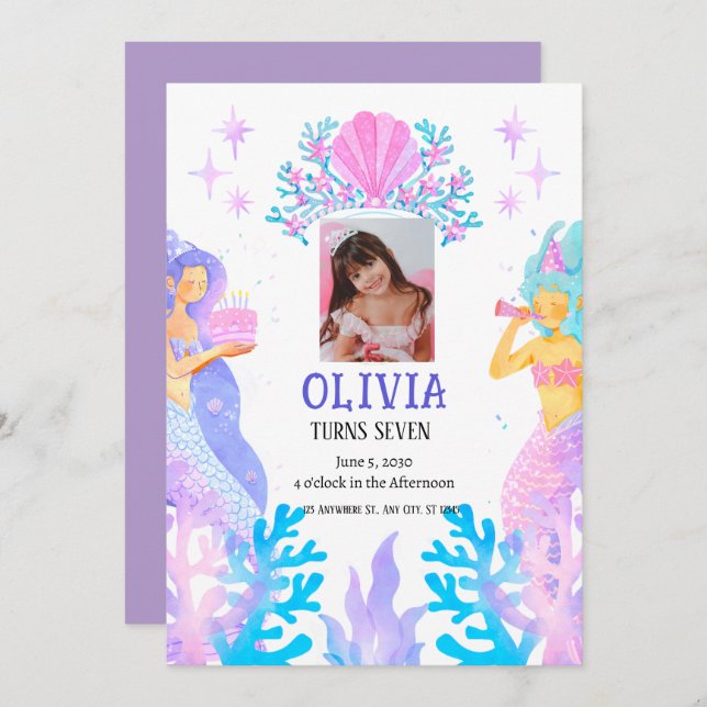 Invitation anniversaire de Marmaid (Devant / Derrière)