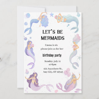 Invitation anniversaire de mermaid