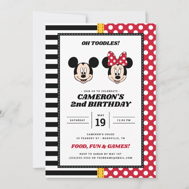 Invitation Anniversaire de Mickey et Minnie (Devant)
