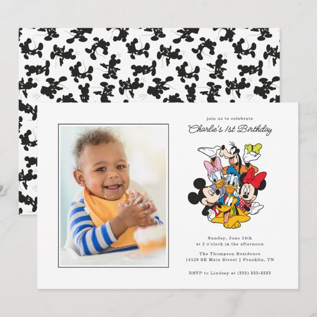 Invitation Anniversaire de Mickey & Friends - Photo (Devant / Derrière)