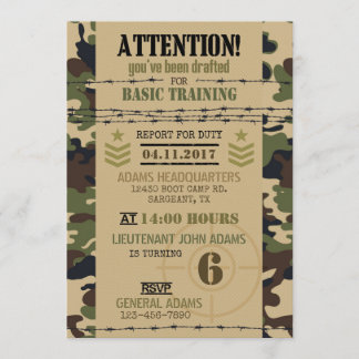 Invitation Anniversaire de militaires de camouflage de région