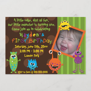 Invitation Anniversaire de monstres de Lil premier