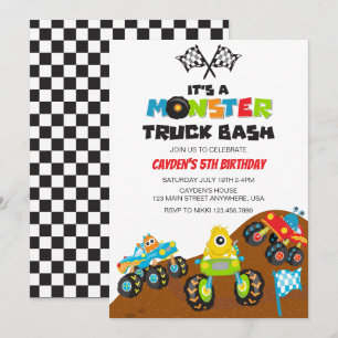 Invitation anniversaire de monstres de Monster Truck