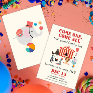 Invitation Anniversaire de naissance d'enfants de cirque colo