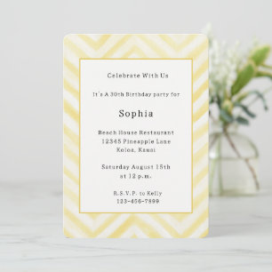Invitation Anniversaire de naissance rayures zigzag jaune