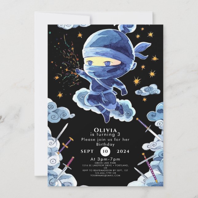 Invitation Anniversaire de Ninja (Devant)