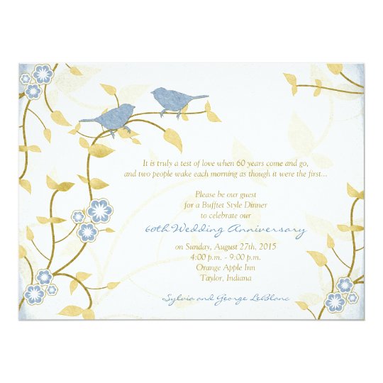 Invitation Anniversaire De Noces De Diamant Bleu D Or Zazzle Ca