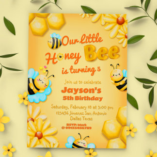 Invitation Anniversaire de notre petite abeille au miel