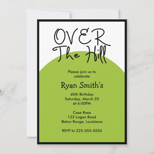 Invitation Anniversaire de Over the Hill (Prix du meilleur au (Devant)