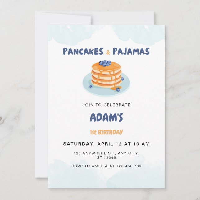 Invitation Anniversaire de Pancakes et Pyjamas (Devant)