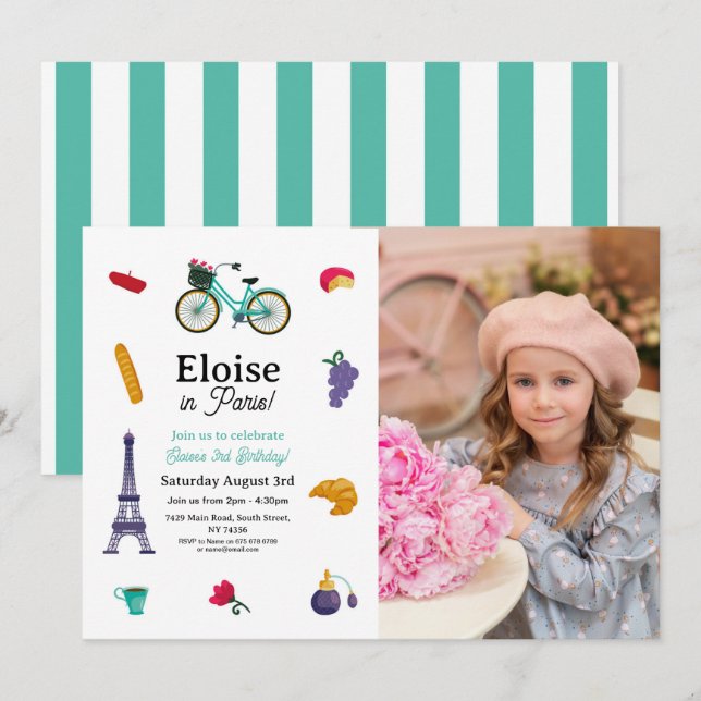 Invitation Anniversaire de Paris Filles Amusement - N'Importe (Devant / Derrière)