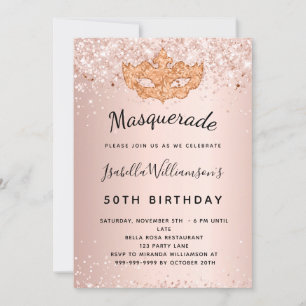 Invitation Anniversaire de parties scintillant en or rose mas