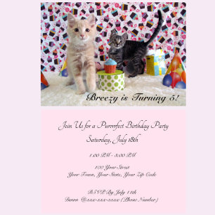 Invitation Anniversaire de Patton et Buffington (chat/ chaton