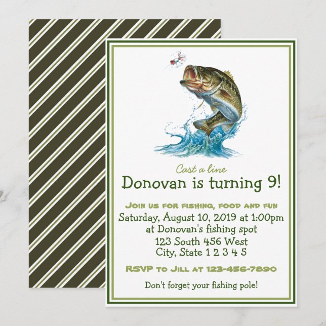 Invitation Anniversaire de pêche (Devant / Derrière)