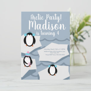 Invitation Anniversaire de Penguin Ice hiver moder