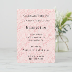 Invitation Anniversaire de perle rose pâle