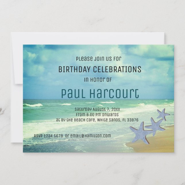Invitation Anniversaire de plage (Devant)