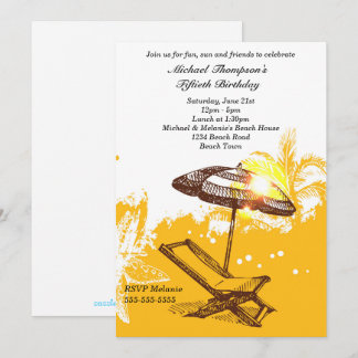 Invitation Anniversaire de plage d'amusement et de Sun