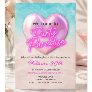 Invitation Anniversaire de plage tropicale | Paradis de la fê