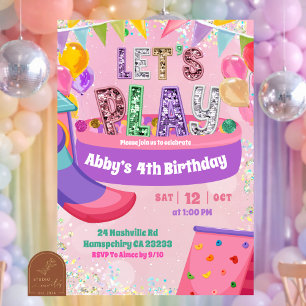 Invitation Anniversaire de Playground Intérieur Pastel Rainbo