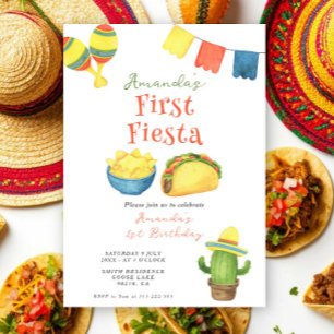 Invitation Anniversaire de premier âge Fête à l'aquarelle
