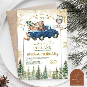 Invitation Anniversaire de premier hiver Onederland Animaux d