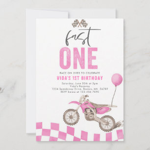 Invitation Anniversaire de première année Fast One fille moto