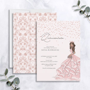 Invitation Anniversaire de Quinceanera en or rose élégant