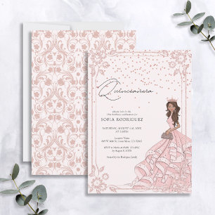 Invitation Anniversaire de Quinceanera en or rose élégant