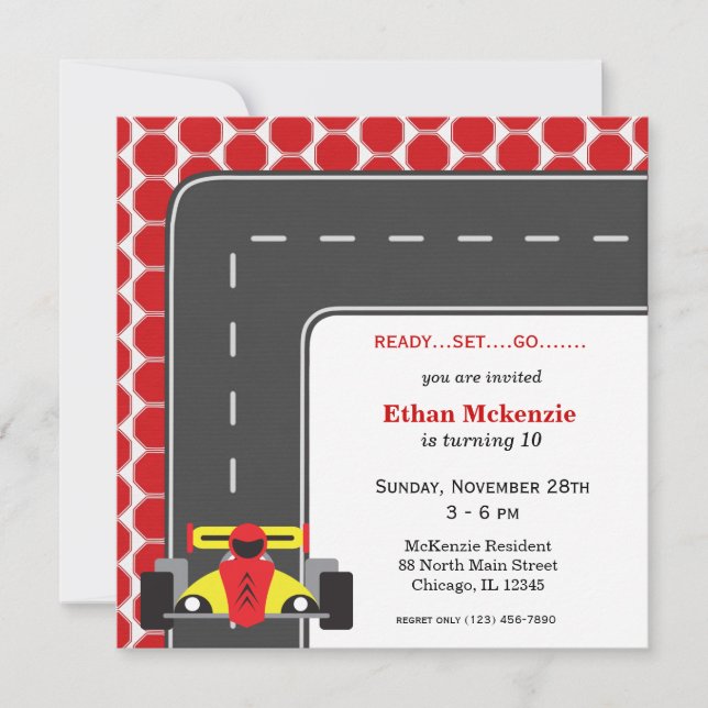 Invitation Anniversaire de Racecar (Devant)