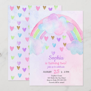 Invitation Anniversaire de Rainbow Watercolor Girl