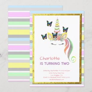 Invitation Anniversaire de rayures de pastel de visage de