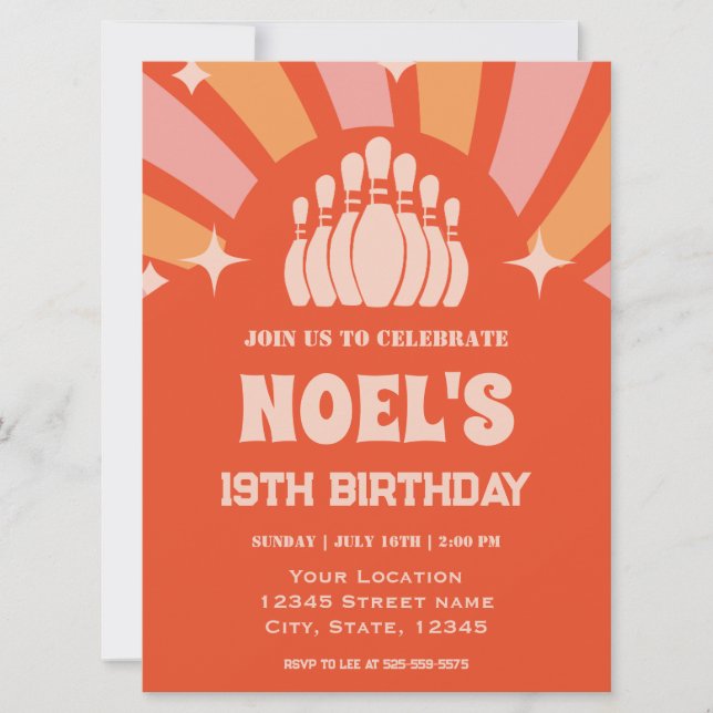 Invitation Anniversaire de Retro Vintage Bowling (Devant)