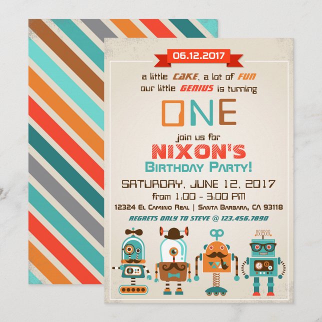 Invitation Anniversaire de Robot Genius Future Builder (Devant / Derrière)