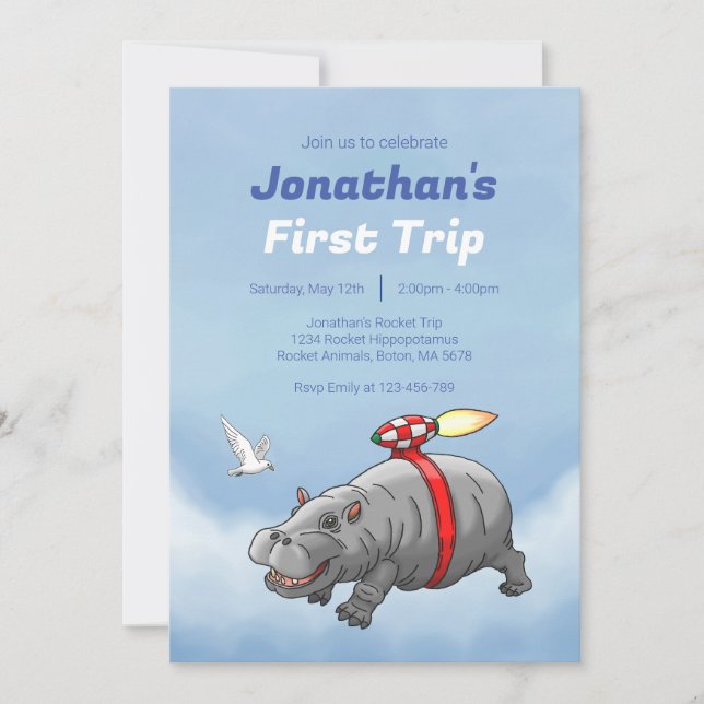 Invitation Anniversaire de Rocket Hippo (Devant)