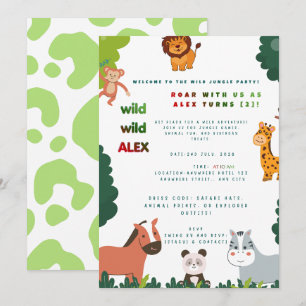 Invitation anniversaire de safari jungle mignon