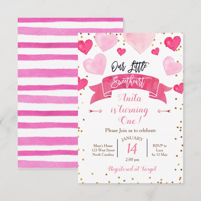 Invitation Anniversaire de Saint-Valentin Notre Petit Amoureu (Devant / Derrière)