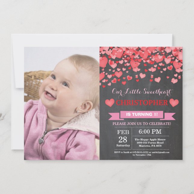 Invitation Anniversaire de Saint-Valentin Notre Petit Amoureu (Devant)