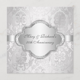 Invitation Anniversaire de Silve de remous floral élégant de
