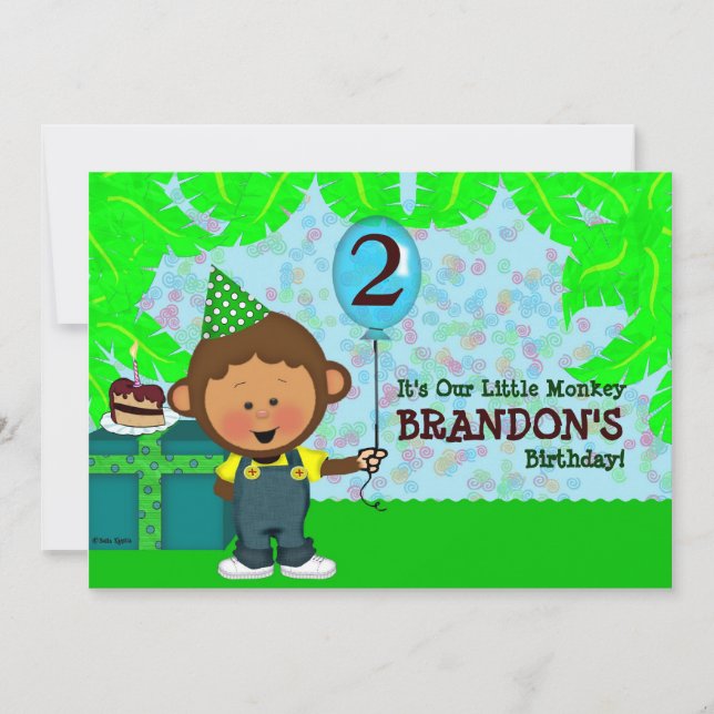 Invitation Anniversaire de singe (Devant)