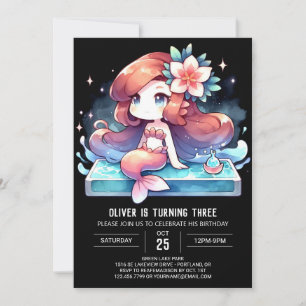 Invitation Anniversaire de Sirène Élégant Sous la Mer