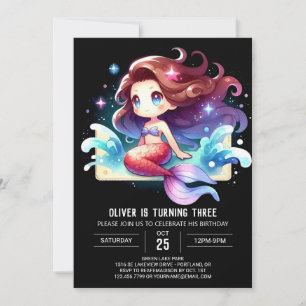 Invitation Anniversaire de Sirène Fantastique Enchantée