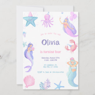 Invitation Anniversaire de Sirène sous la Mer