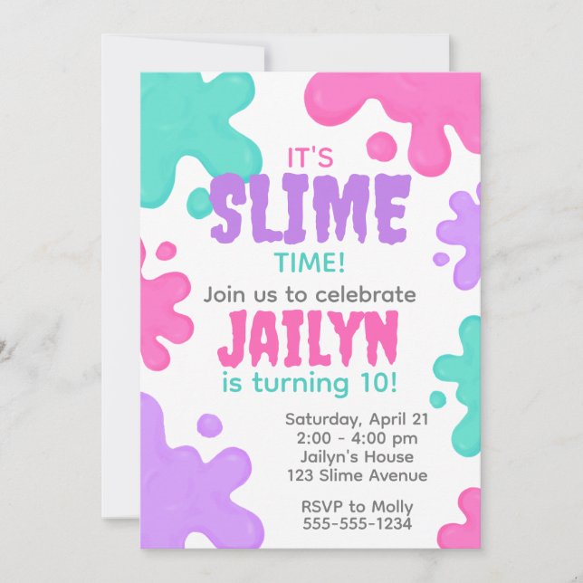 Invitation Anniversaire de Slime (Devant)